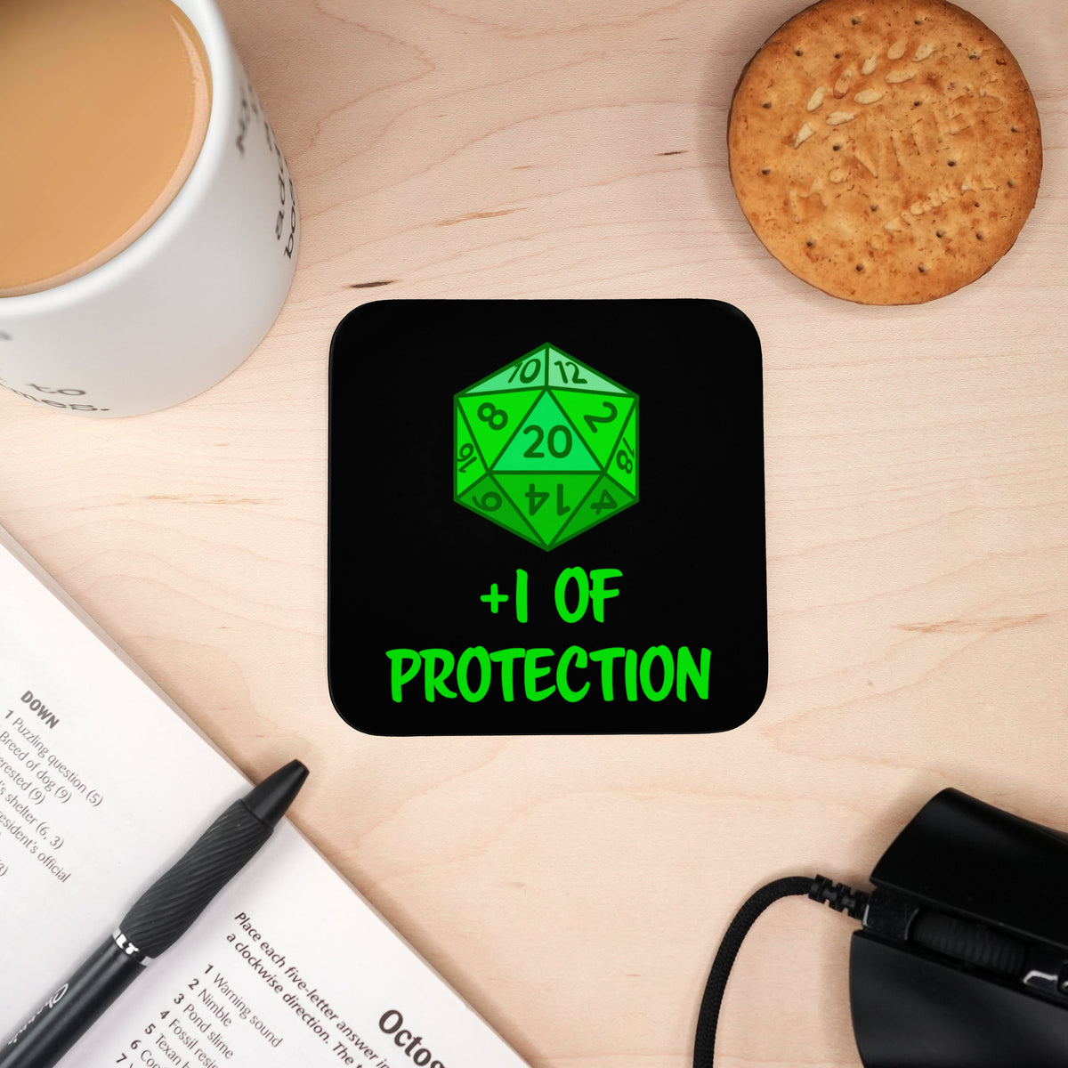 Coaster - Dnd Player Stats Board Game Tabletop Gaming Gifts Accessories, RPG D&D Dice