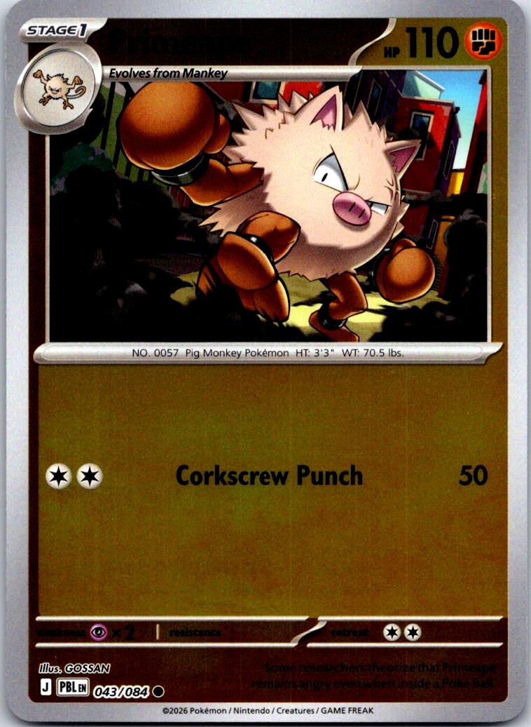Primeape - 043/084 - Reverse Holo - PITCH BLACK - Pokemon - Common | AA124-48