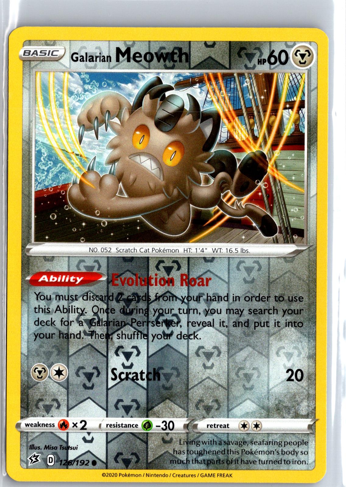 Galarian Meowth - 126/192 - Reverse Holo - REBEL CLASH - Pokemon - | AA115-6