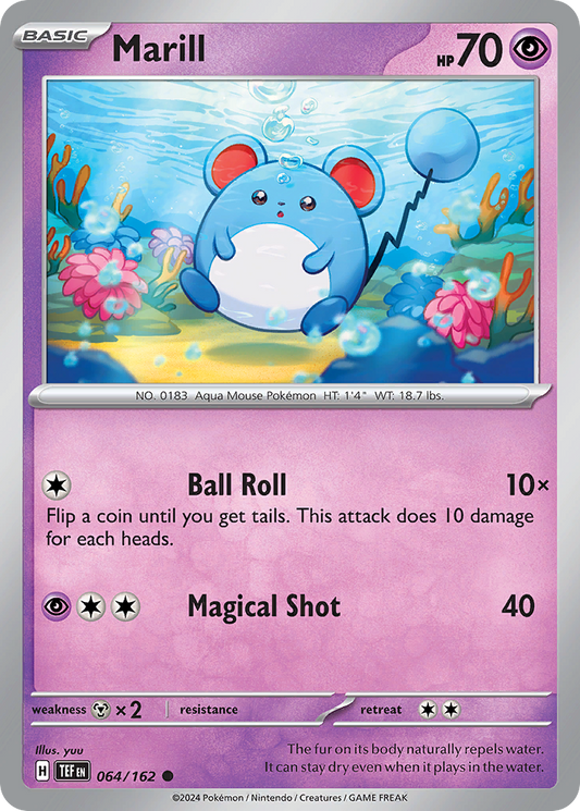 Marill - 064/162 - Reverse Holo - TEMPORAL FORCES - Pokemon - Common | AA26-49