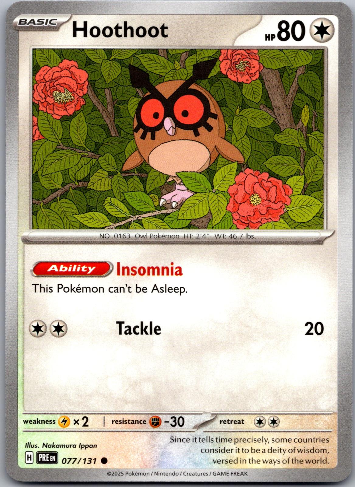 Hoothoot - 077/131 - - PRISMATIC EVOLUTIONS - Pokemon - Common | AA83-44