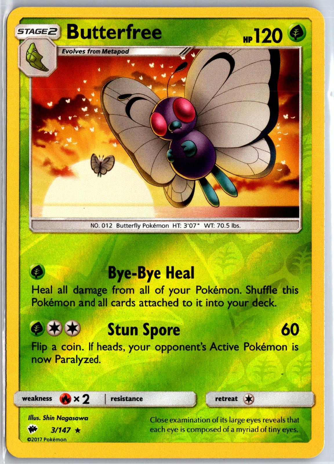 Butterfree - 3/147 - Reverse Holo - BURNING SHADOWS - Pokemon - Rare | AA115-19