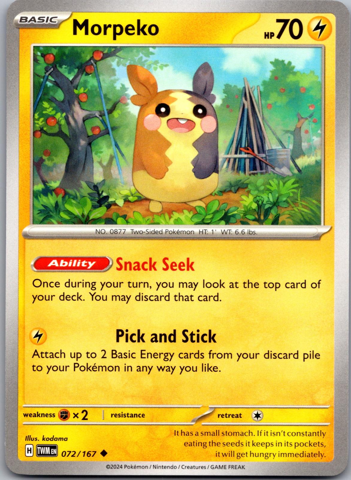 Morpeko - 072/167 - - TWILIGHT MASQUERADE - Pokemon - Uncommon | AA84-26