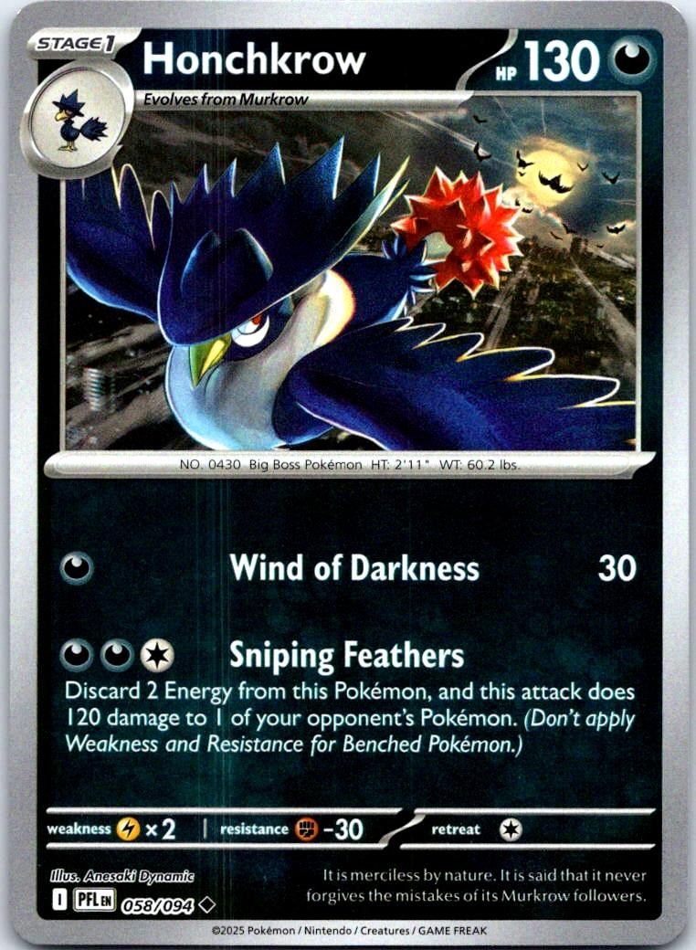 Honchkrow - 058/094 - Reverse Holo - PHANTASMAL FLAMES - Pokemon - | AB42-40