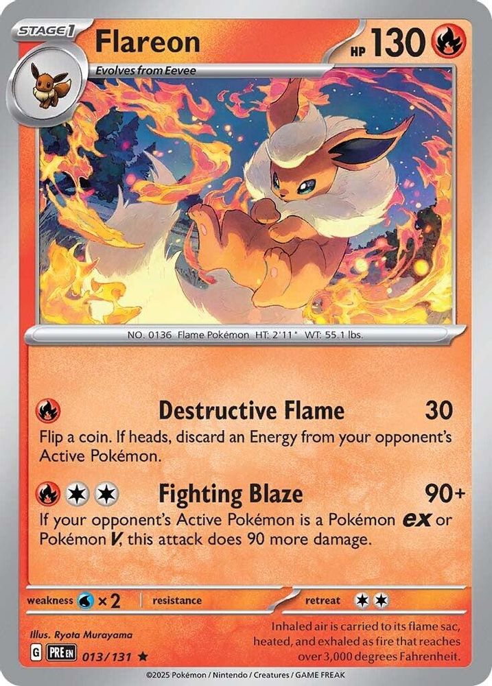 Flareon - 013/131 - Reverse Holo - PRISMATIC EVOLUTIONS - Pokemon - | AA31-58
