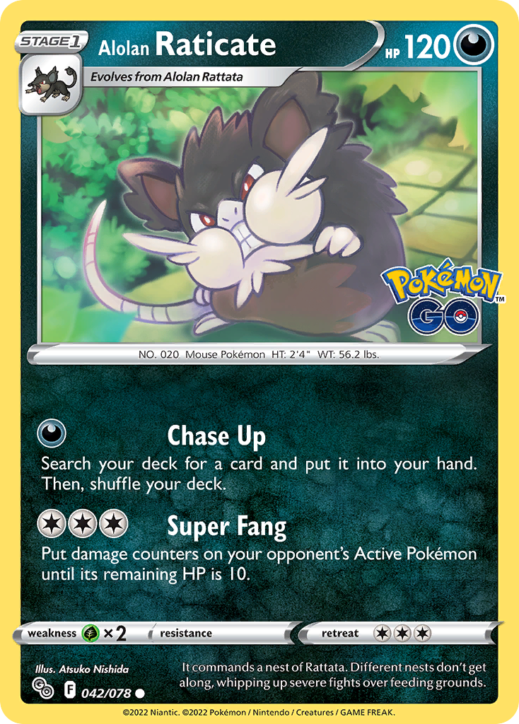 Alolan Raticate - 042/078 - Reverse Holo - POKEMON GO - Pokemon - | AA119-6