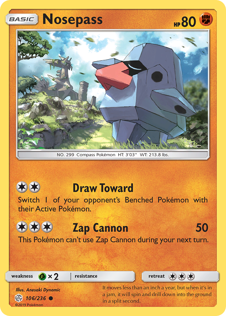 Nosepass - 106/236 - - COSMIC ECLIPSE - Pokemon - Common | AA66-13