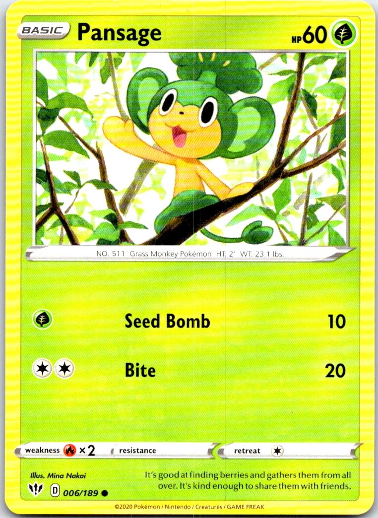 Pansage - 006/189 - - DARKNESS ABLAZE - Pokemon - Common | AB97-14