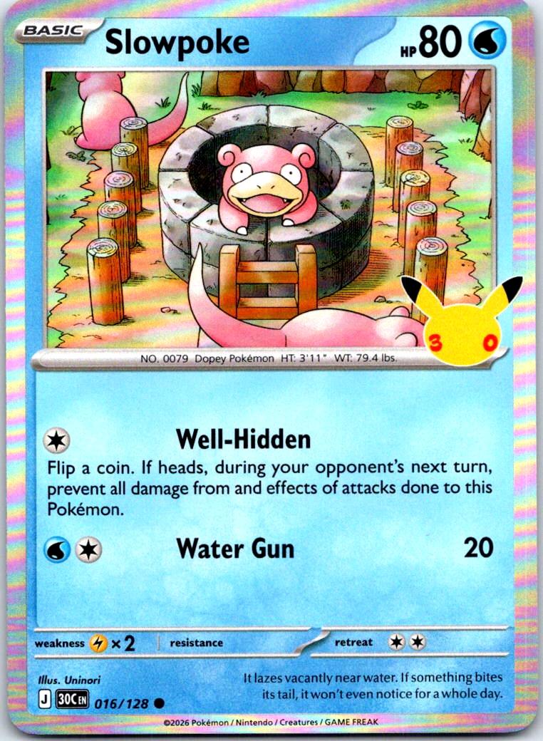 Slowpoke - 016/128 - Holo - ME: 30TH CELEBRATION - Pokemon - Common | AB31-45