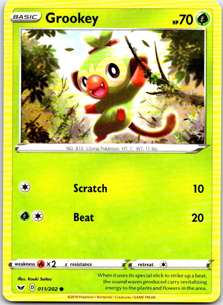 Grookey - 011/202 - - SWORD & SHIELD - Pokemon - Common | AB73-28