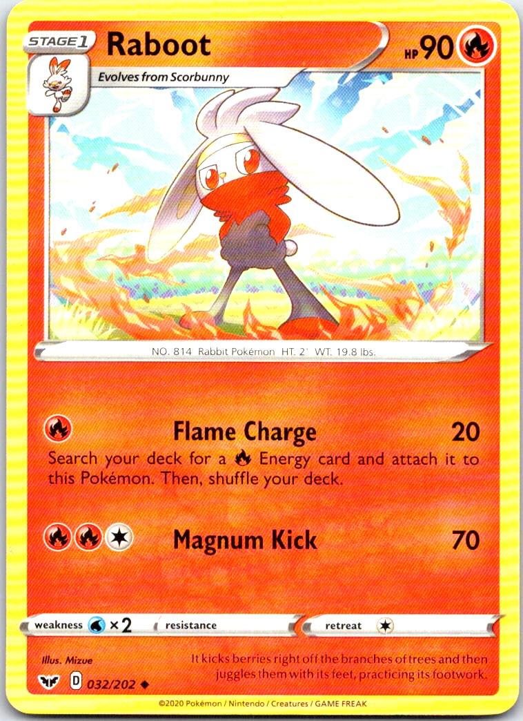 Raboot - 032/202 - - SWORD & SHIELD - Pokemon - Uncommon | AB48-1