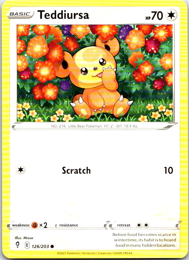 Teddiursa - 126/203 - - EVOLVING SKIES - Pokemon - Common | AC08-38