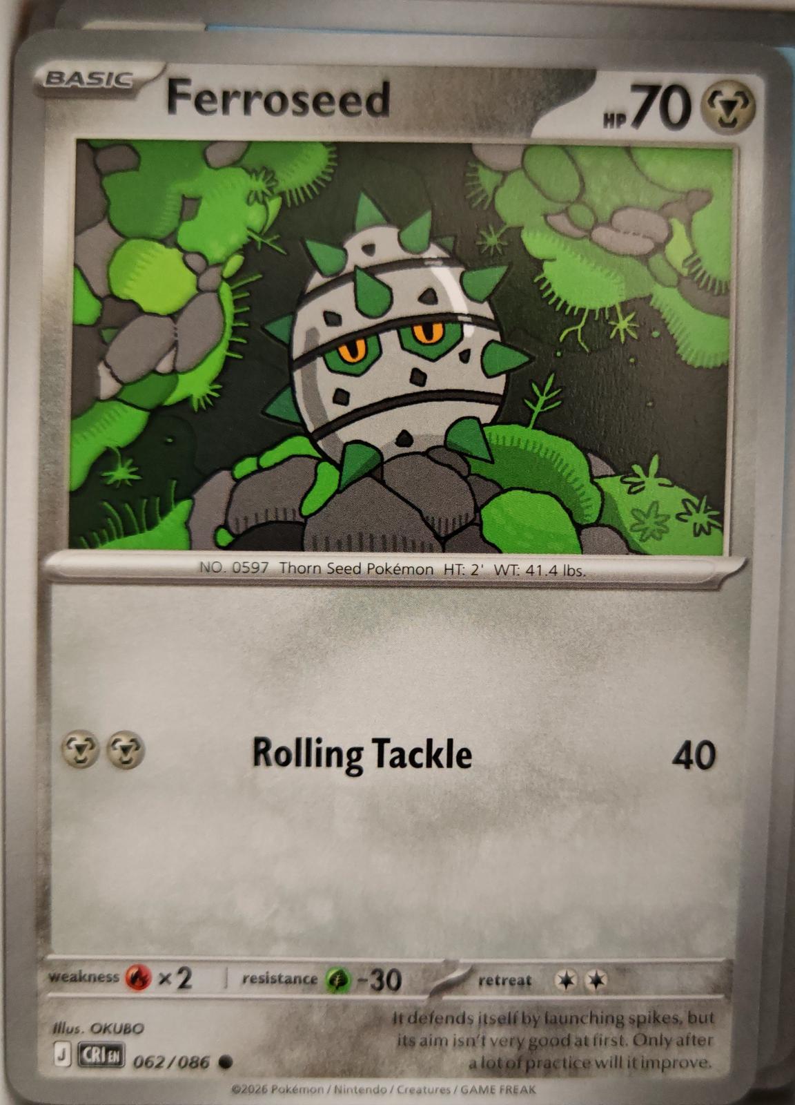 Ferroseed - 062/086 - - CHAOS RISING - Pokemon - Common | AA08-98