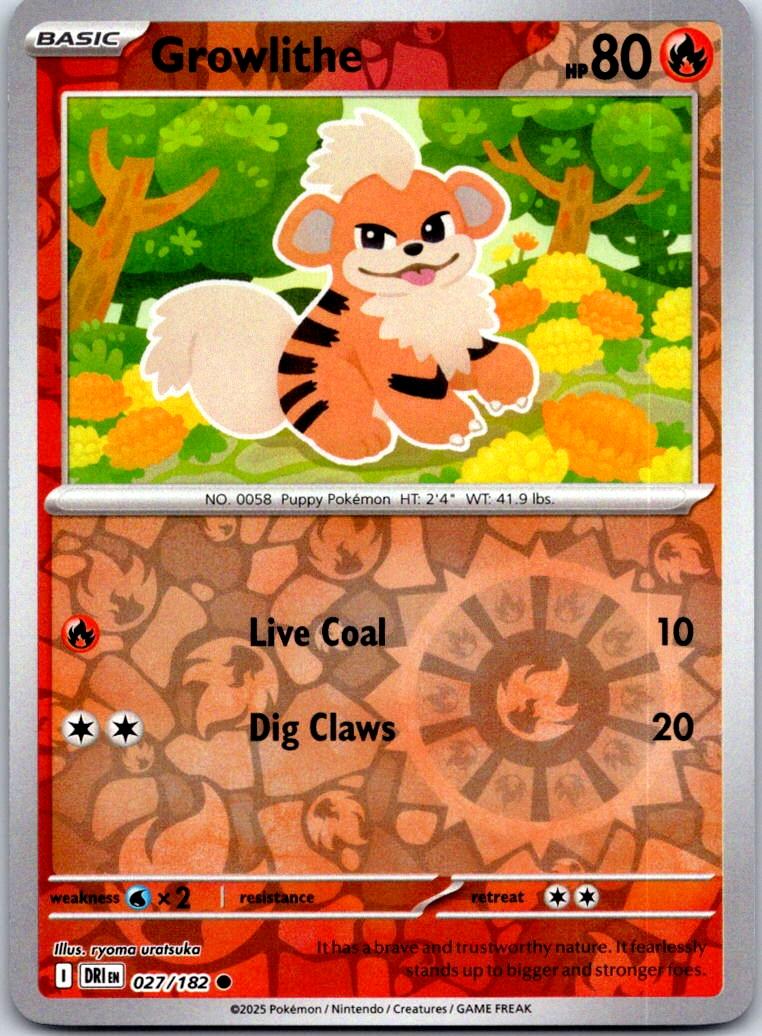 Growlithe - 027/182 - Reverse Holo - DESTINED RIVALS - Pokemon - | AA125-40