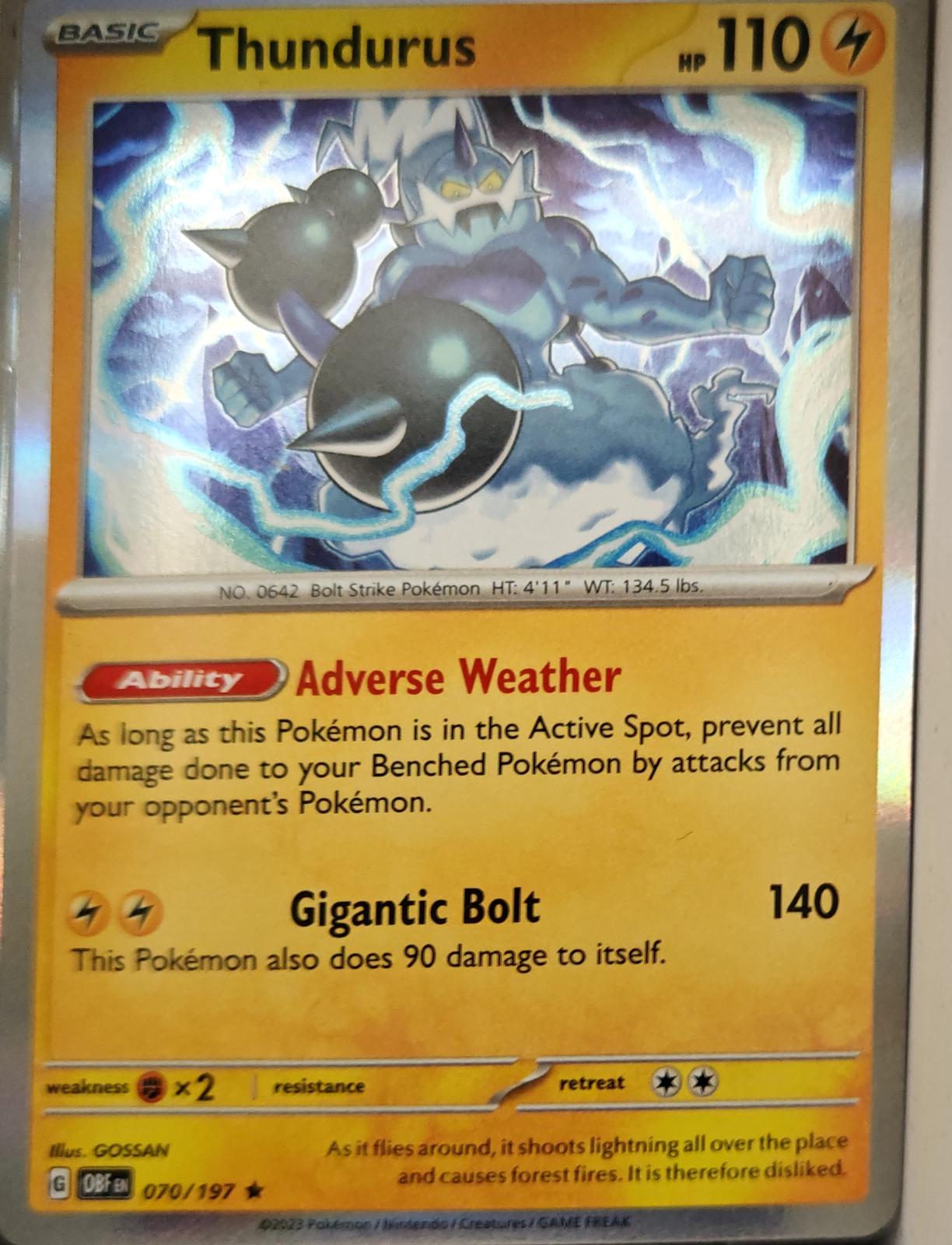 Thundurus - 070/197 - Holo - OBSIDIAN FLAMES - Pokemon - Rare | AA13-48