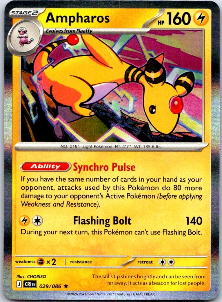 Ampharos - 029/086 - Holo - CHAOS RISING - Pokemon - Rare | AA120-37
