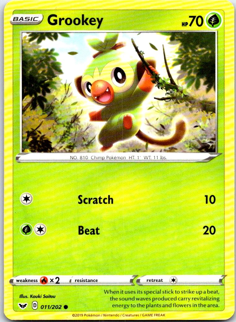 Grookey - 011/202 - - SWORD & SHIELD - Pokemon - Common | AB64-17