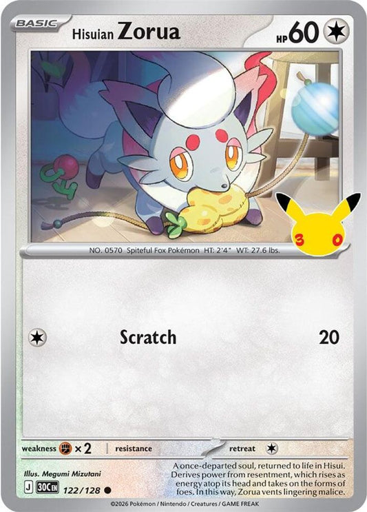 Hisuian Zorua - 122/128 - Holo - ME: 30TH CELEBRATION - Pokemon - | AA94-19