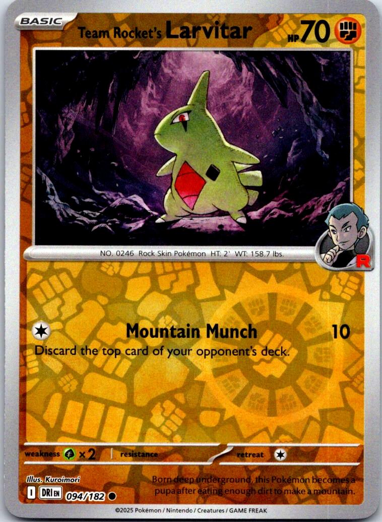 Team Rocket's Larvitar - 094/182 - Reverse Holo - DESTINED RIVALS - Pokemon - | AA128-50