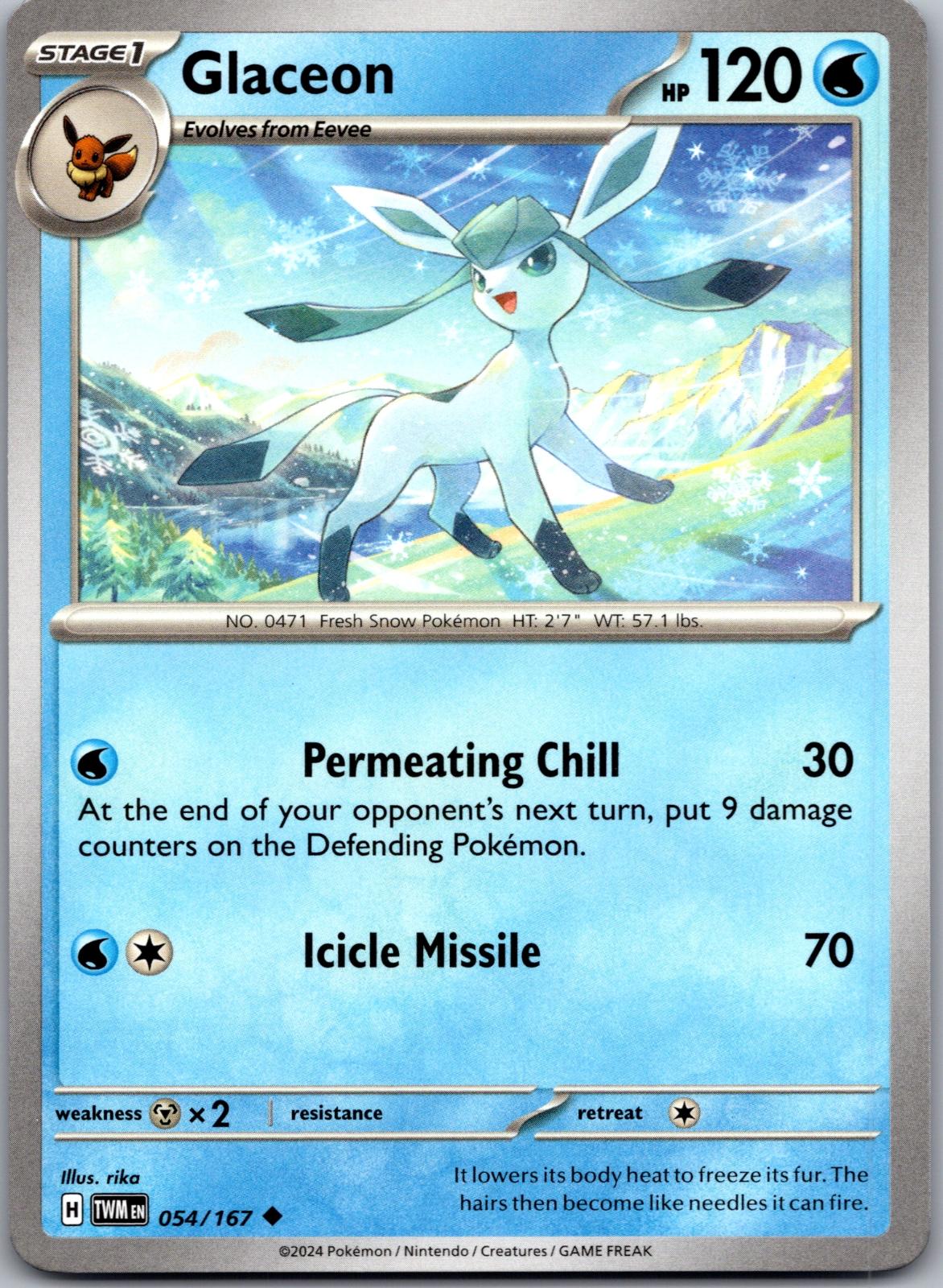 Glaceon - 054/167 - - TWILIGHT MASQUERADE - Pokemon - Uncommon | AA79-7