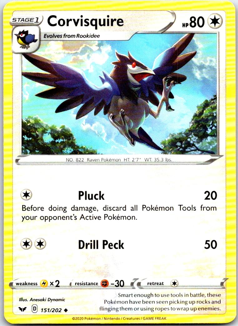 Corvisquire - 151/202 - - SWORD & SHIELD - Pokemon - Uncommon | AB79-6