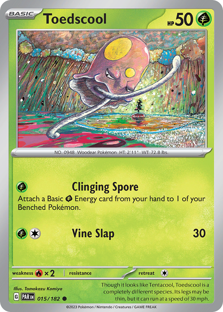 Toedscool - 015/182 - Reverse Holo - PARADOX RIFT - Pokemon - Common | AA49-13