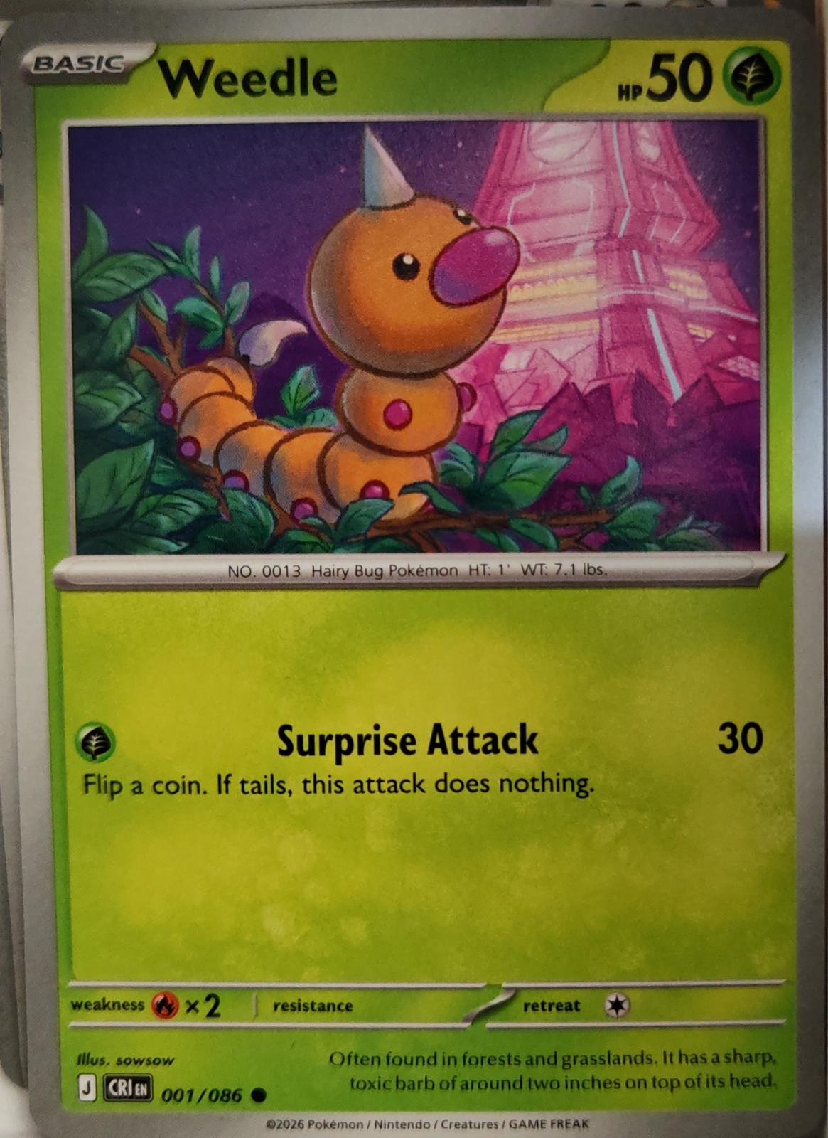 Weedle - 001/086 - - CHAOS RISING - Pokemon - Common | AA09-7