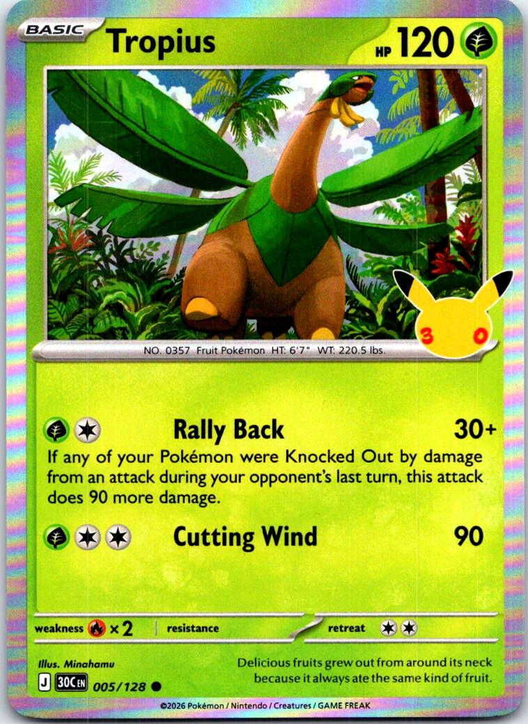 Tropius - 005/128 - Holo - ME: 30TH CELEBRATION - Pokemon - Common | AC31-4