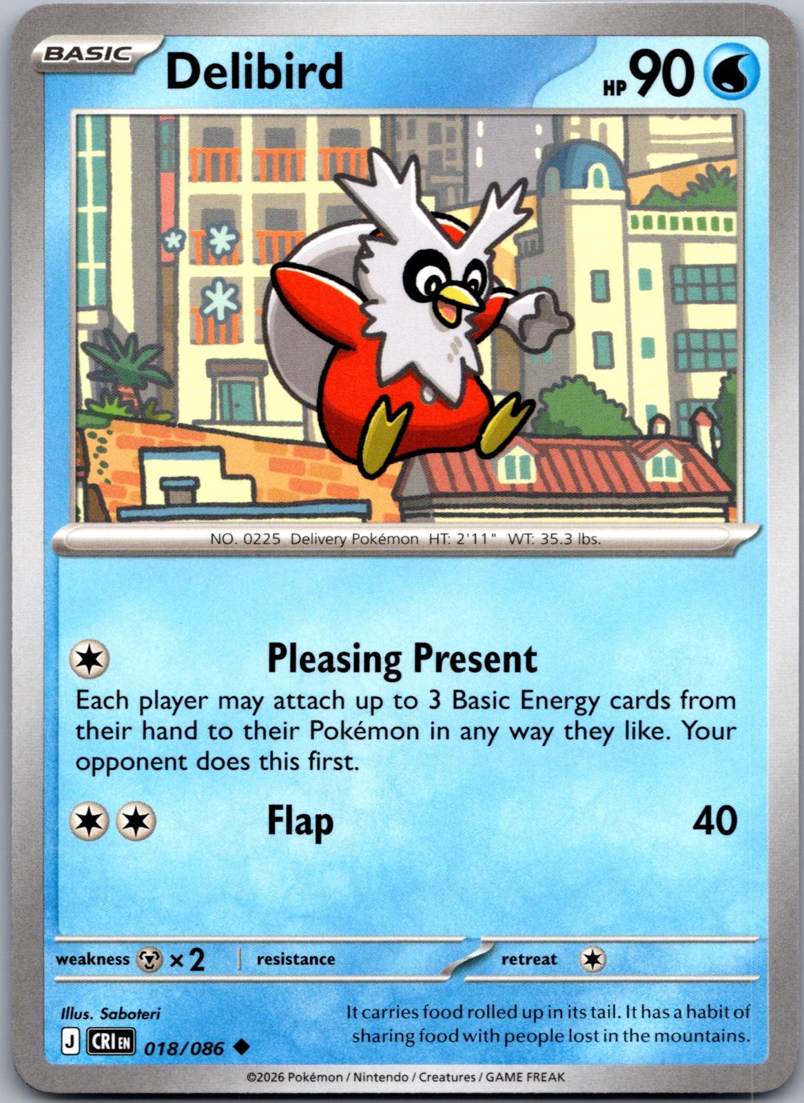 Delibird - 018/086 - - CHAOS RISING - Pokemon - Uncommon | AA78-37