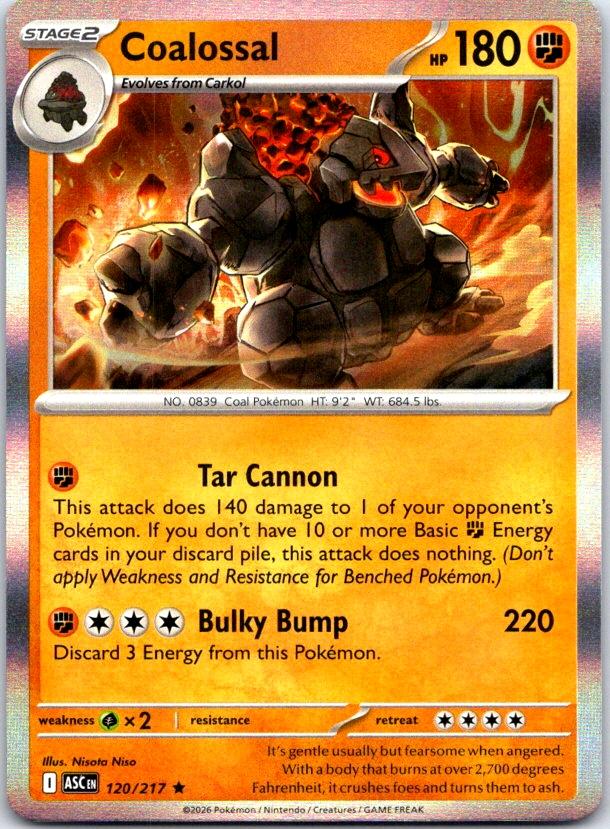 Coalossal - 120/217 - Holo - ASCENDED HEROES - Pokemon - Rare | AC29-6