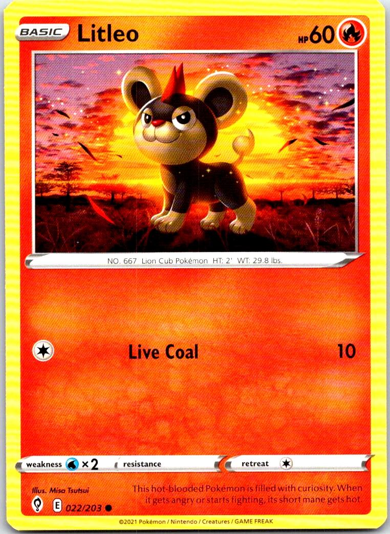 Litleo - 022/203 - - EVOLVING SKIES - Pokemon - Common | AB37-7