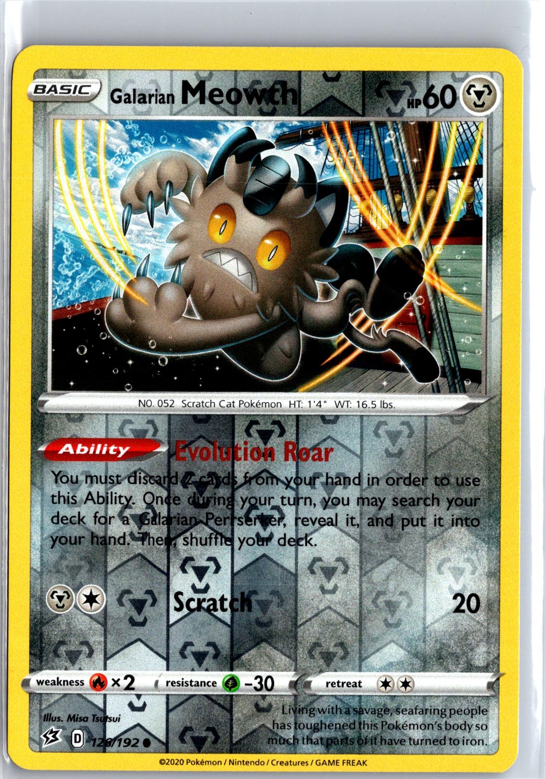 Galarian Meowth - 126/192 - Reverse Holo - REBEL CLASH - Pokemon - | AA115-7