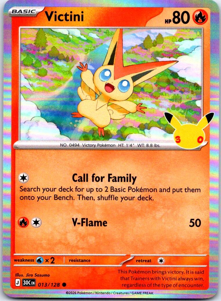Victini - 013/128 - Holo - ME: 30TH CELEBRATION - Pokemon - Common | AB32-9