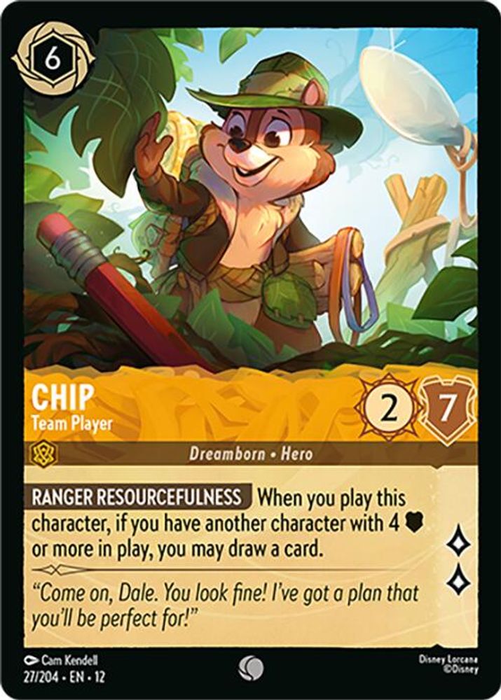 Chip - Team Player - 27/204 - - WILDS UNKNOWN - Lorcana - Common | LAA01-40
