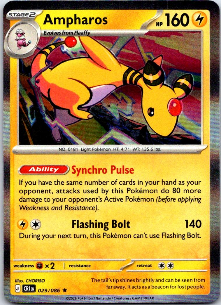 Ampharos - 029/086 - Holo - CHAOS RISING - Pokemon - Rare | AA121-3
