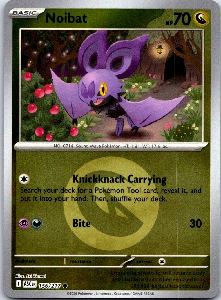 Noibat (Energy Symbol Pattern) - 156/217 - Reverse Holo - ASCENDED HEROES - Pokemon - | AA132-12
