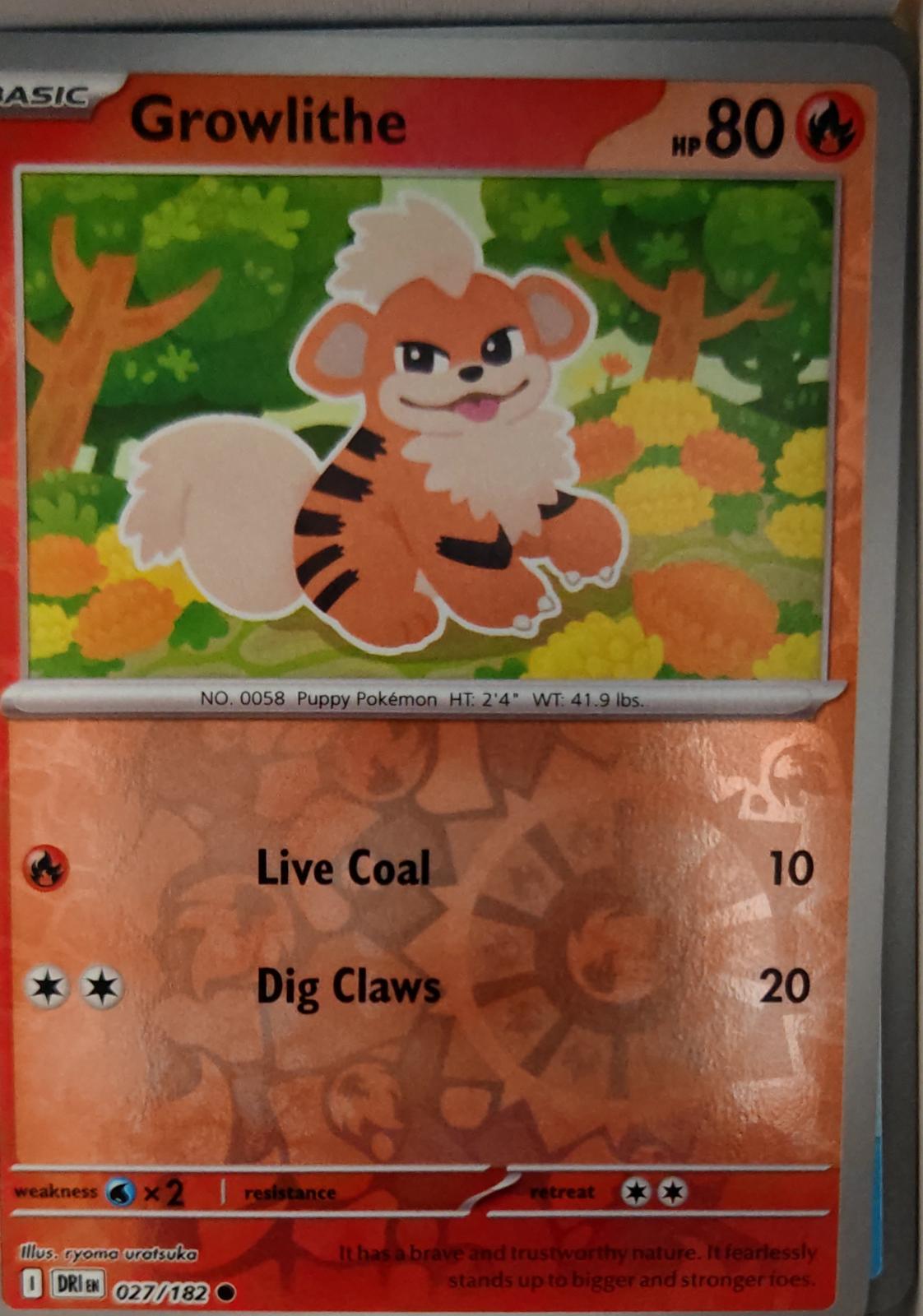 Growlithe - 027/182 - Reverse Holo - DESTINED RIVALS - Pokemon - | AA31-16