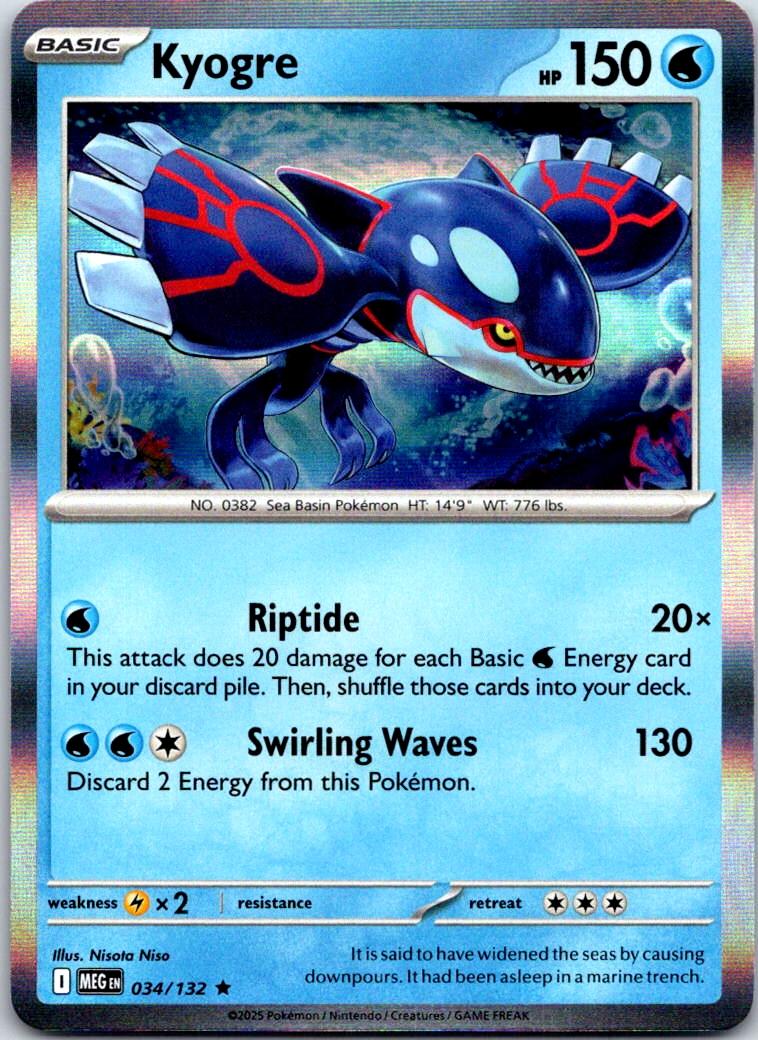 Kyogre - 034/132 - Holo - MEGA EVOLUTION - Pokemon - Rare | AB07-45