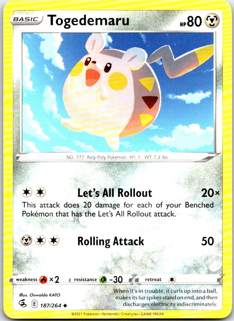 Togedemaru - 187/264 - - FUSION STRIKE - Pokemon - Uncommon | AB38-48
