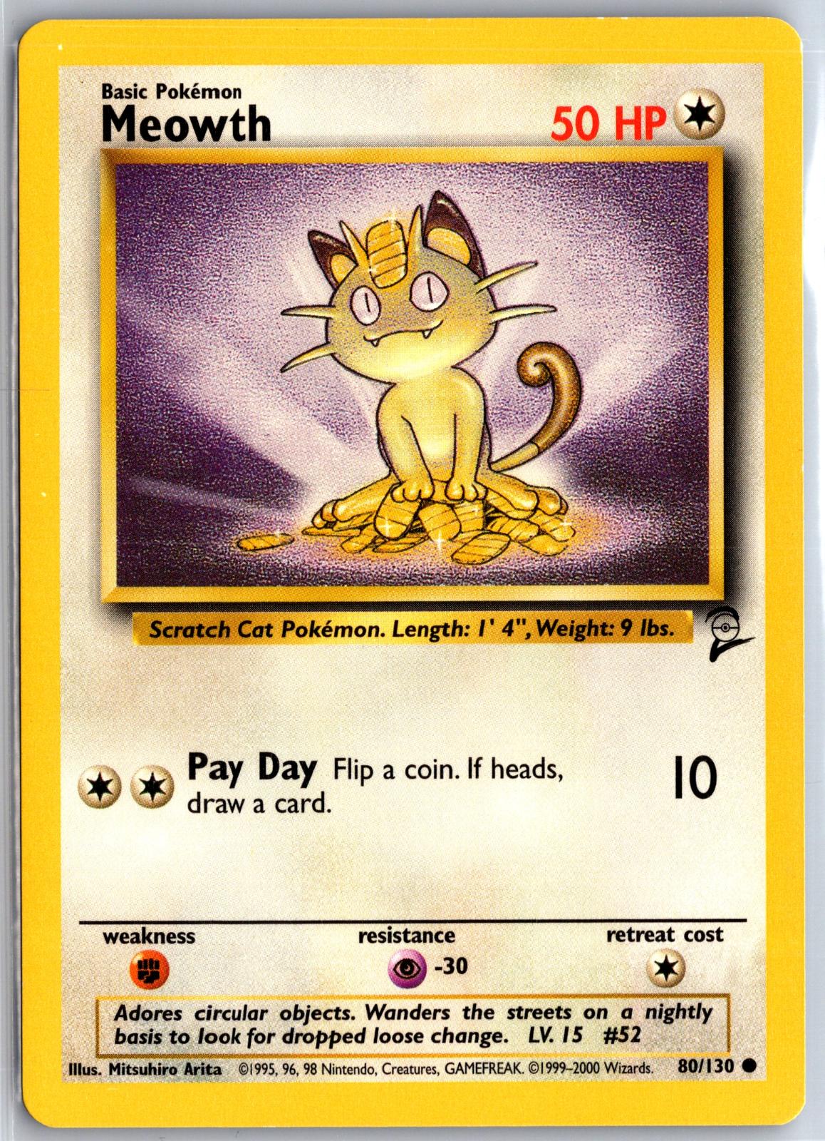 Meowth - 80/130 - - BASE SET 2 - Pokemon - Common | AA129-42