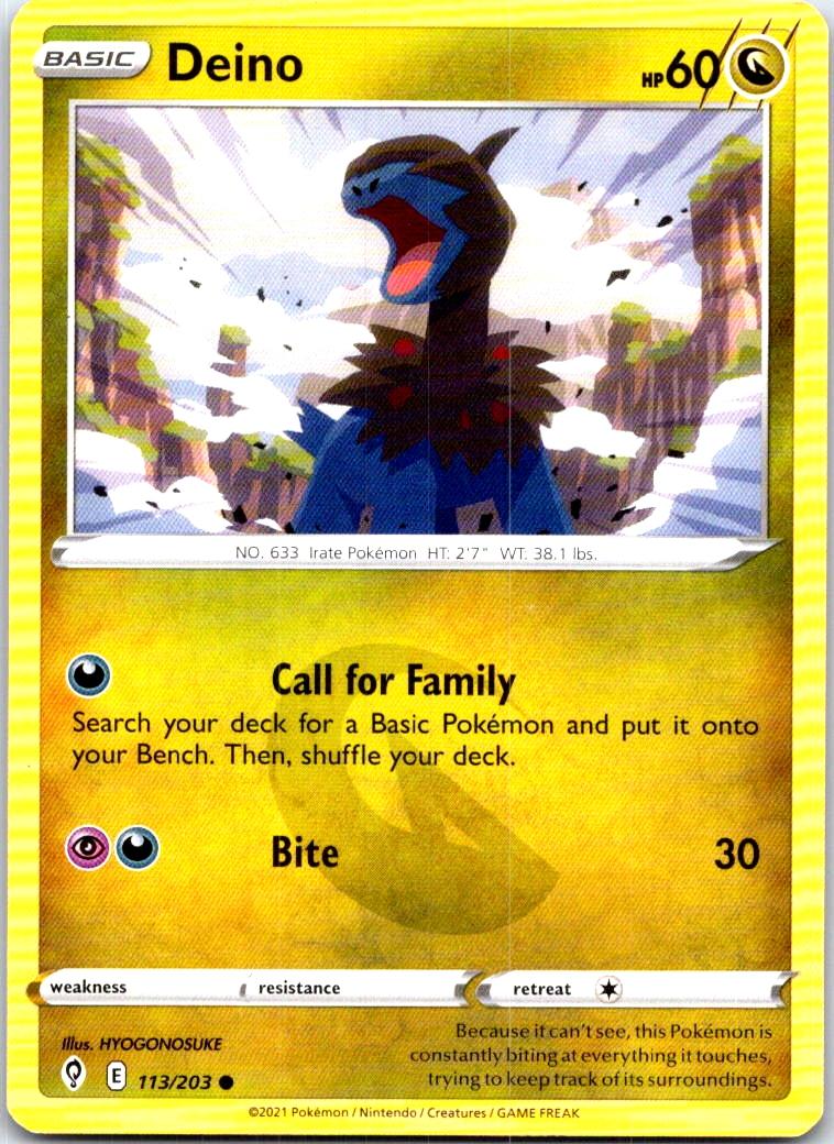 Deino - 113/203 - - EVOLVING SKIES - Pokemon - Common | AB93-40