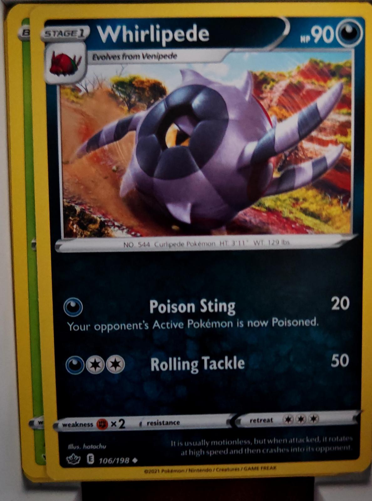 Whirlipede - 106/198 - - CHILLING REIGN - Pokemon - Uncommon | AA57-15