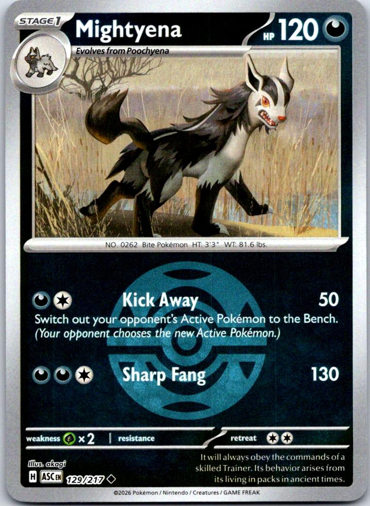 Mightyena (Dusk Ball) - 129/217 - Reverse Holo - ASCENDED HEROES - Pokemon - | AB04-3