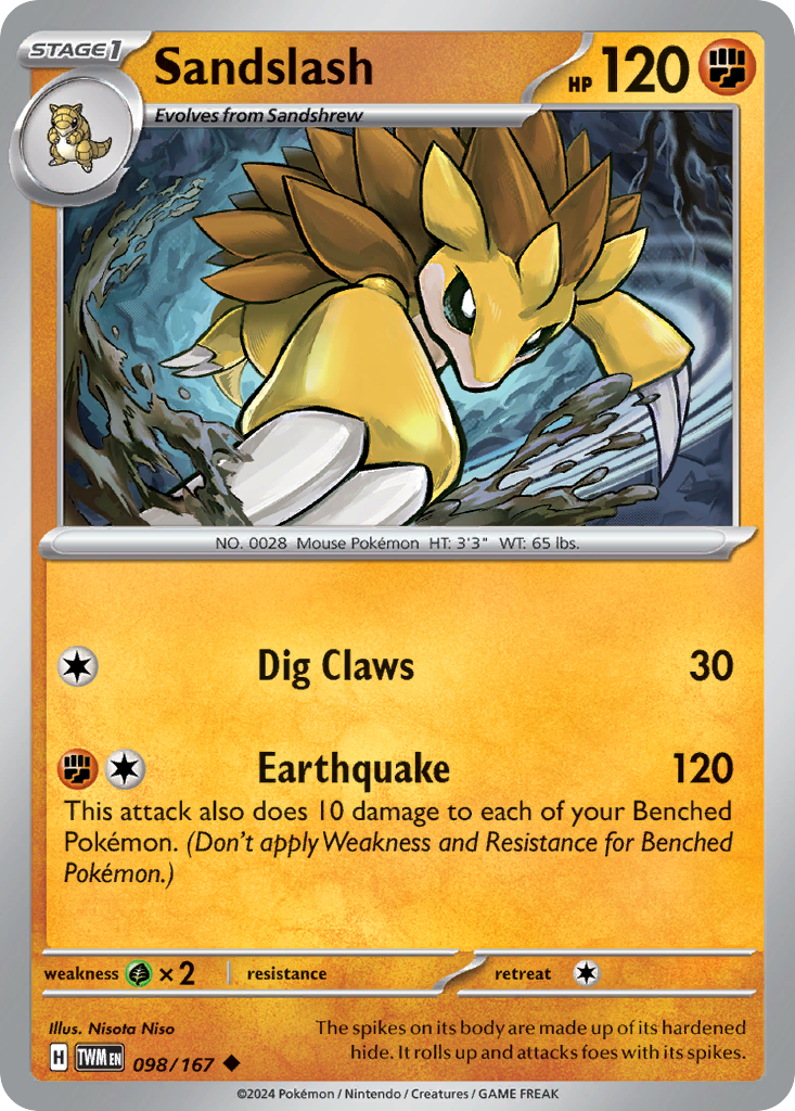 Sandslash - 098/167 - - TWILIGHT MASQUERADE - Pokemon - Uncommon | AA84-5