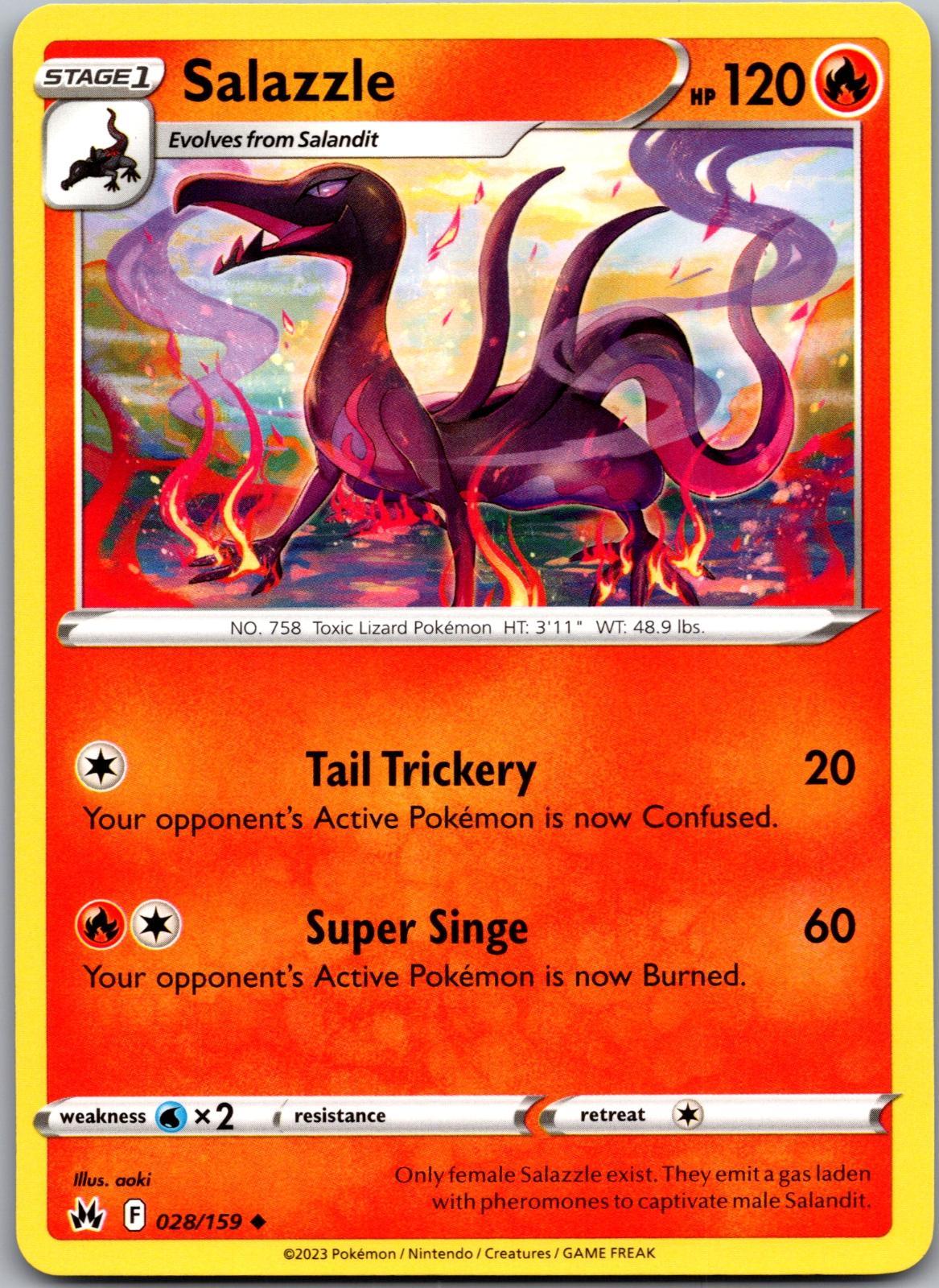 Salazzle - 028/159 - - CROWN ZENITH - Pokemon - Uncommon | AA92-27