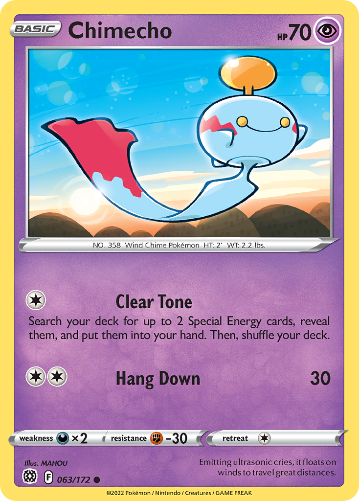 Chimecho - 063/172 - Reverse Holo - BRILLIANT STARS - Pokemon - Common | AA22-66