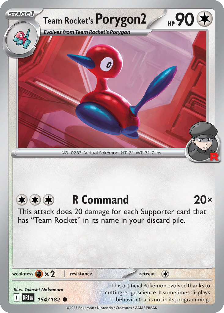 Team Rocket's Porygon2 - 154/182 - Reverse Holo - DESTINED RIVALS - Pokemon - | AA18-91