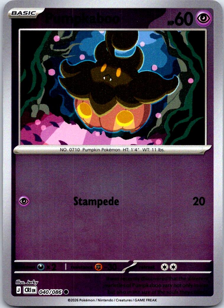 Pumpkaboo - 040/086 - Reverse Holo - CHAOS RISING - Pokemon - Common | AA124-1