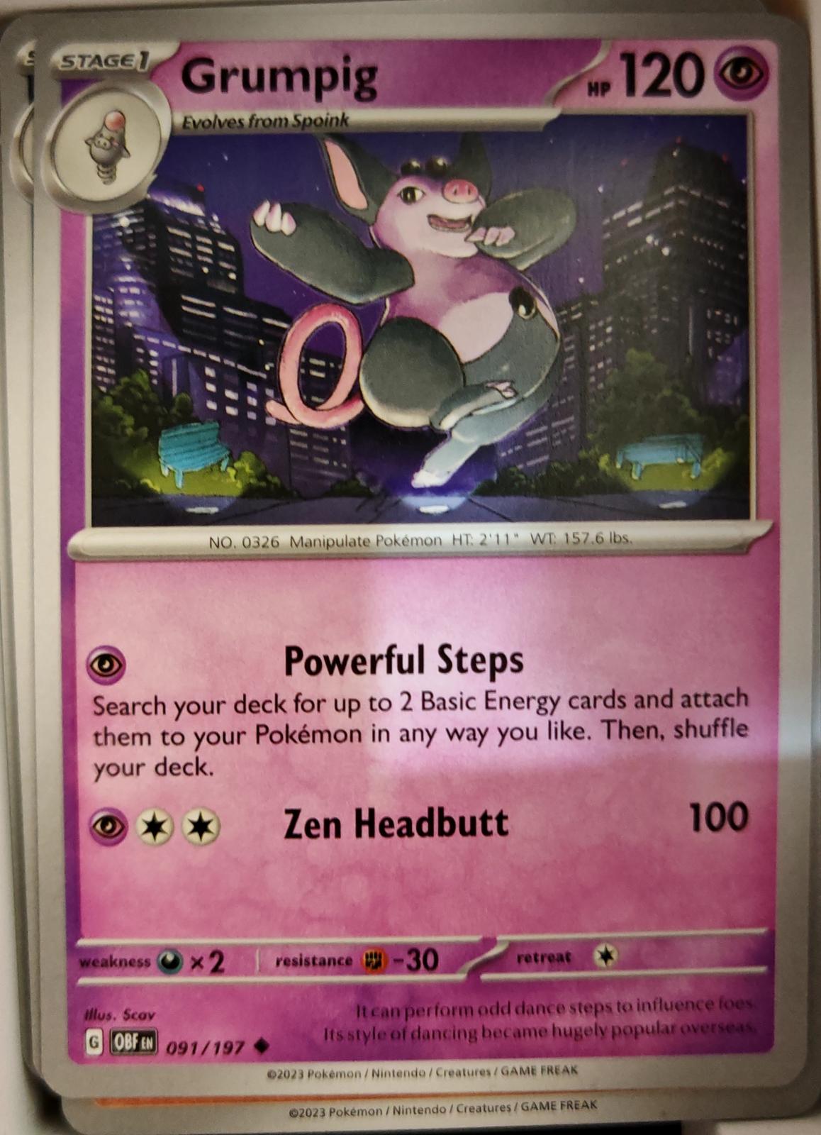 Grumpig - 091/197 - - OBSIDIAN FLAMES - Pokemon - Uncommon | AA05-48