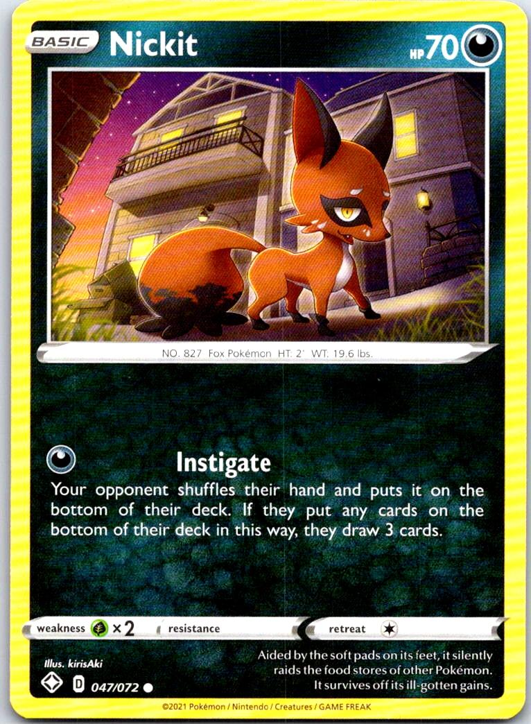 Nickit - 047/072 - - SHINING FATES - Pokemon - Common | AB96-25